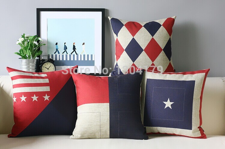 2pcs/set selling red & blue cushion coverthe britishlinen cotton hugging pillowcase cushion covers