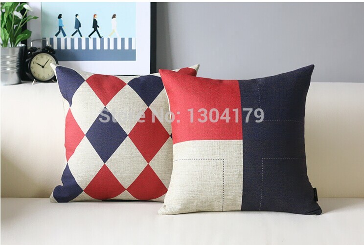 2pcs/set selling red & blue cushion coverthe britishlinen cotton hugging pillowcase cushion covers