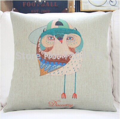 3pcs/lot 2014 new cute owl pillow linen cotton pillow cover/ cushion cover sofa cushion decoration pillow 45cm*45cm 4pcs/set