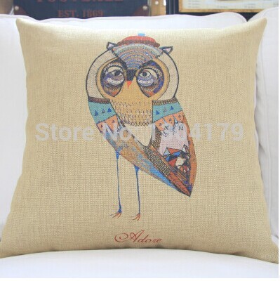 3pcs/lot 2014 new cute owl pillow linen cotton pillow cover/ cushion cover sofa cushion decoration pillow 45cm*45cm 4pcs/set