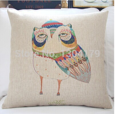 3pcs/lot 2014 new cute owl pillow linen cotton pillow cover/ cushion cover sofa cushion decoration pillow 45cm*45cm 4pcs/set