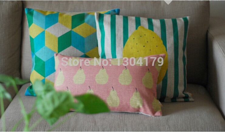 3pcs/lot summer fruit series decorative cushion covers pear and lemon decorative pillow cushion cool in summer pillow covers