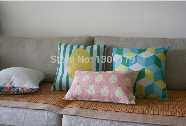 3pcs/lot summer fruit series decorative cushion covers pear and lemon decorative pillow cushion cool in summer pillow covers