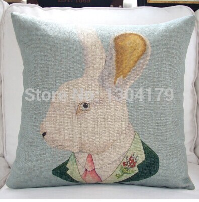 45cm*45cm cotton & linen throw cushion cover burlap pillow cover animals zebra rhinoceros 4pcs