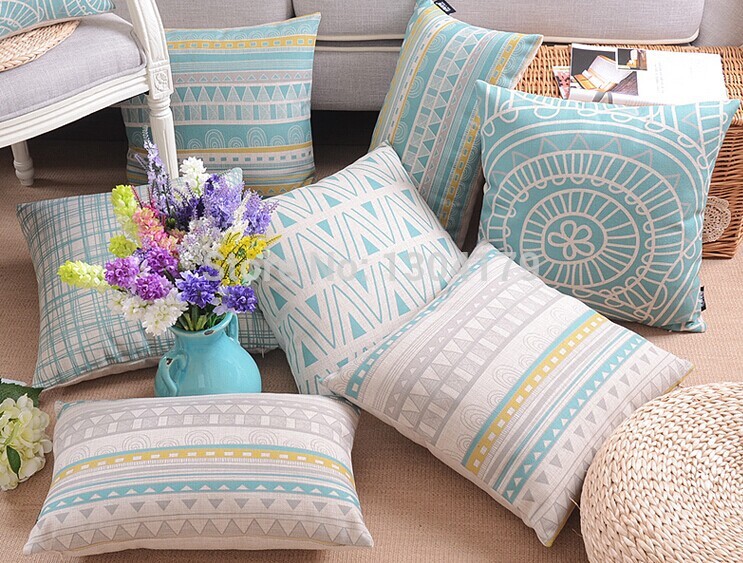 4pcs/lot colorful cushions geometric striped linen pillow cover cases cushion cover office home decorate sofa cushions 30x50cm