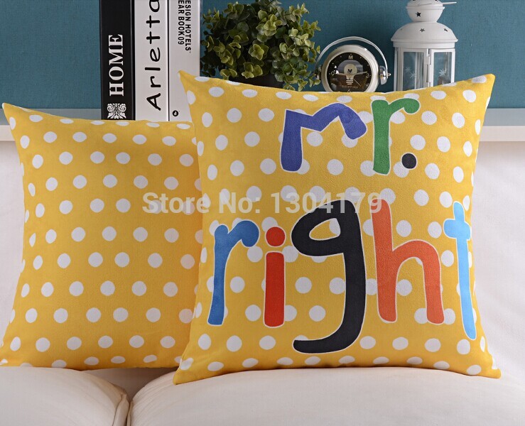 4pcs/lot creative mr&mrs always right wedding style home bedding sofa cushion cover pillow case whole