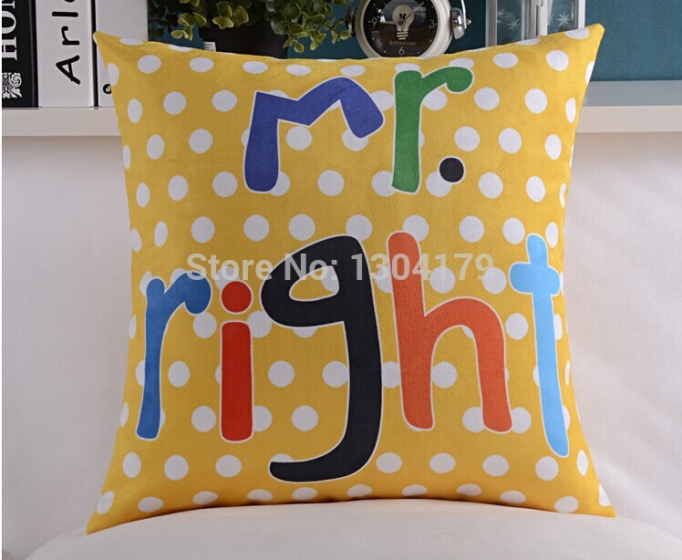 4pcs/lot creative mr&mrs always right wedding style home bedding sofa cushion cover pillow case whole