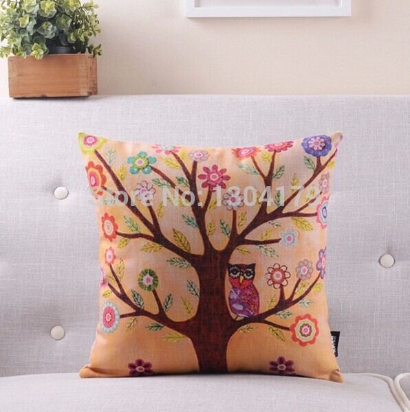 5pcs/lot 18'' decorative pillow case cotton linen animal tree cushion cover bedding sofa cushions