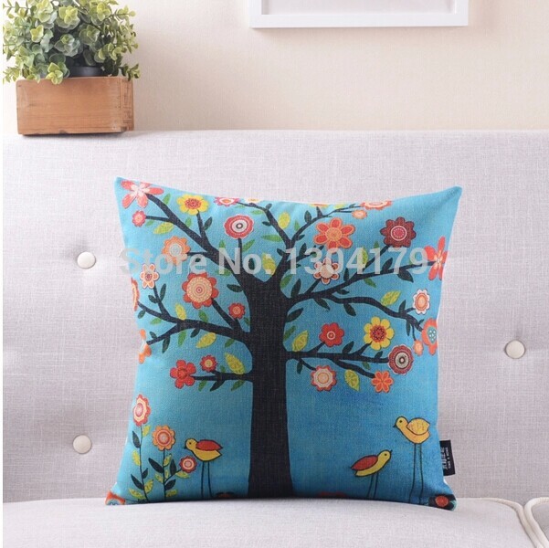 5pcs/lot 18'' decorative pillow case cotton linen animal tree cushion cover bedding sofa cushions