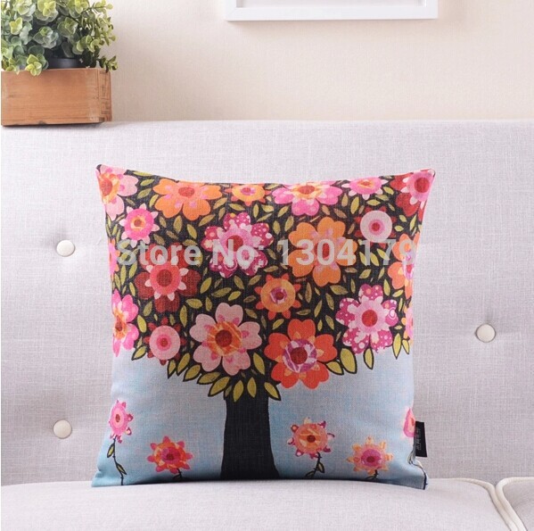 5pcs/lot 18'' decorative pillow case cotton linen animal tree cushion cover bedding sofa cushions