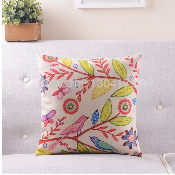 5pcs/lot 18'' decorative pillow case cotton linen animal tree cushion cover bedding sofa cushions