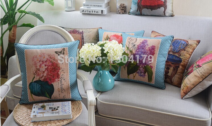 7pcs/lot flower style printed oil painting style 18" pillow cushion covers uk vintage pillow cover pillowcase