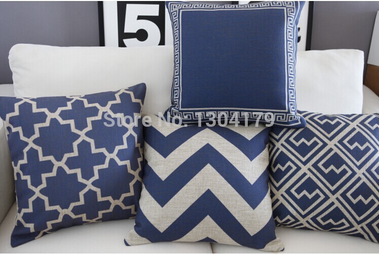 australia navy blue wave pattern cushion cover blue cotton pillow cushion home decorative sofa cushions 45*45cm