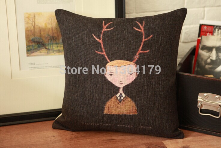 deer retro pillow cover black and white geometric home decoration throw pillow abstraction cushion cover