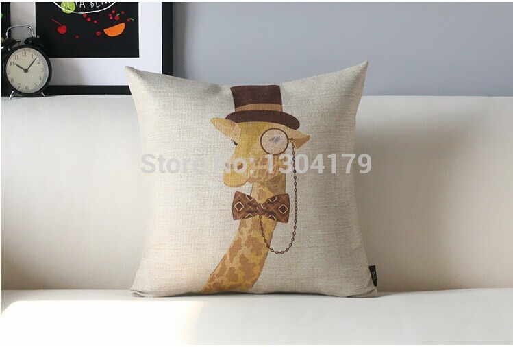 novelty romantic french style colorful dots giraffe pattern linen cotton cushion cover decorative sofa pillow case