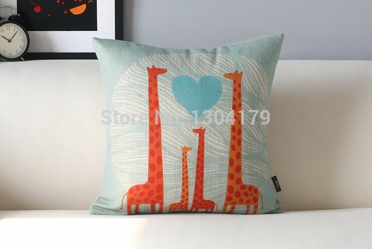 novelty romantic french style colorful dots giraffe pattern linen cotton cushion cover decorative sofa pillow case