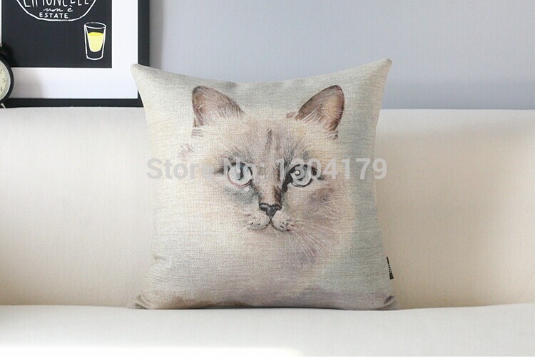 white dog and cat cushion cover, pillow case, home decor with animal pattern both sides