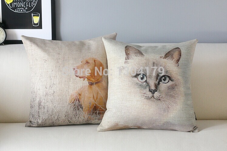 white dog and cat cushion cover, pillow case, home decor with animal pattern both sides