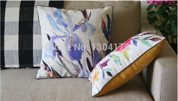 whole plant flowers cushion pillow refinement pillow case summer fashion thin section flax ab edition cushion cover