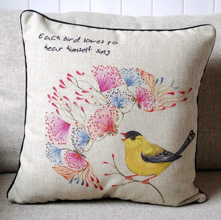 whole printing cushion cover decorate pillows hand-painted parrots watercolor birds pillow cover sofa cover