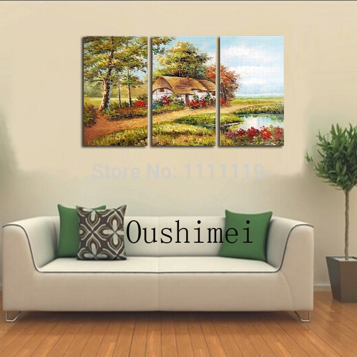 handmade classical landscape hang oil painting for living room wall pictures pastoral paintings with frame canvas pictures decor